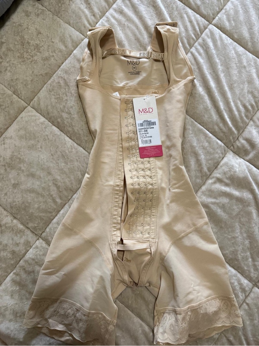 M&D Nude Beige Full-Body Shapewear with Front Hook Closure
